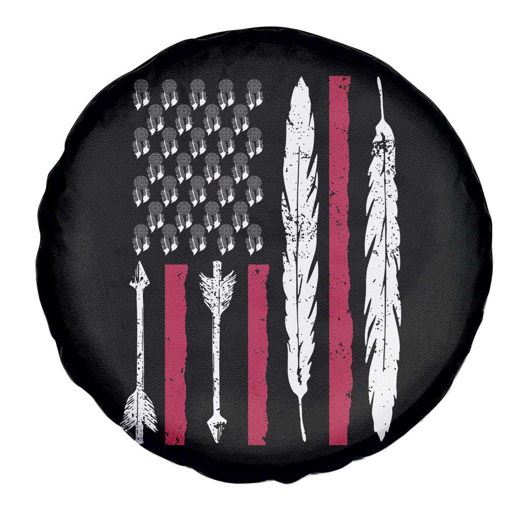 Vintage Native American Flag Spare Tire Cover Dreamcatcher And Feather Graphic
