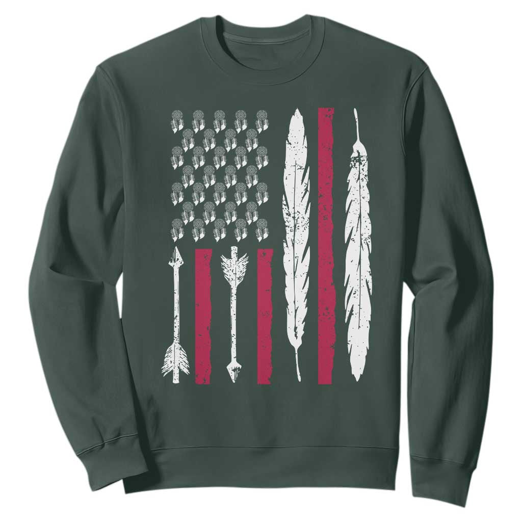 Vintage Native American Flag Sweatshirt Dreamcatcher And Feather Graphic