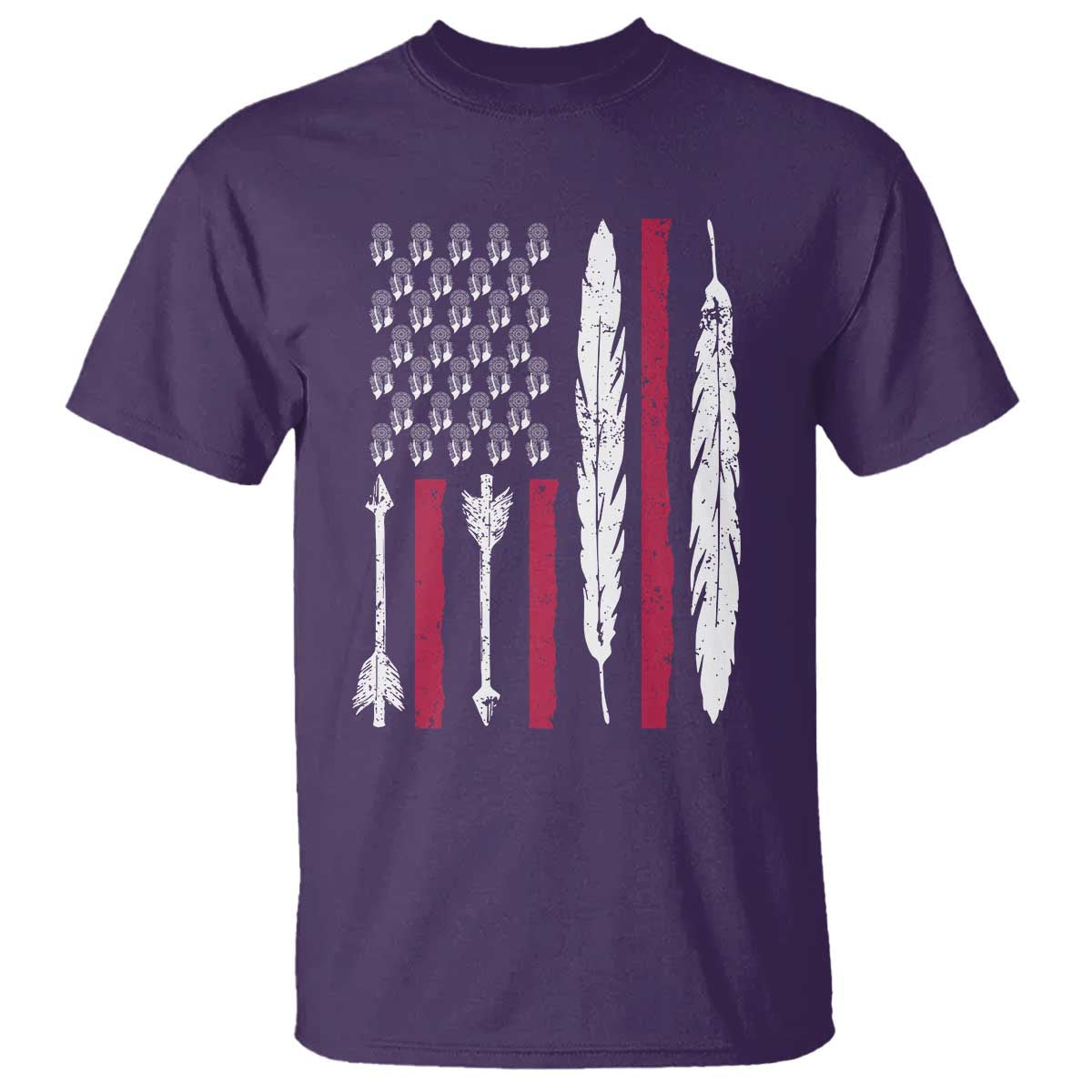 Vintage Native American Flag T Shirt Dreamcatcher And Feather Graphic