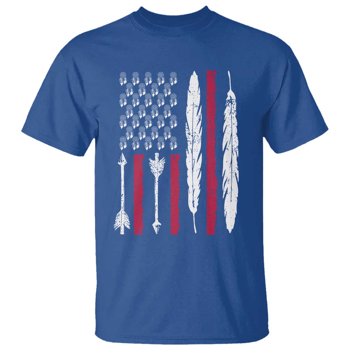 Vintage Native American Flag T Shirt Dreamcatcher And Feather Graphic