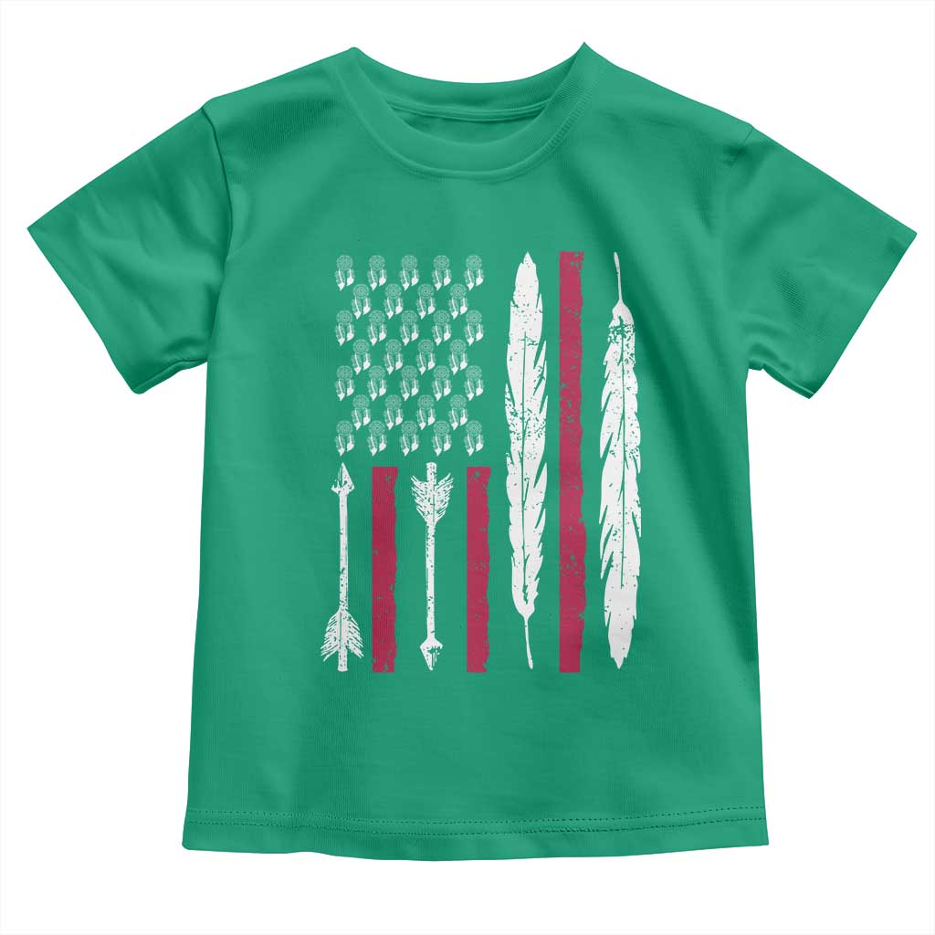 Vintage Native American Flag Toddler T Shirt Dreamcatcher And Feather Graphic