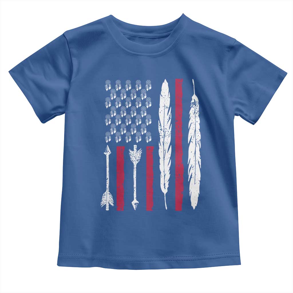 Vintage Native American Flag Toddler T Shirt Dreamcatcher And Feather Graphic