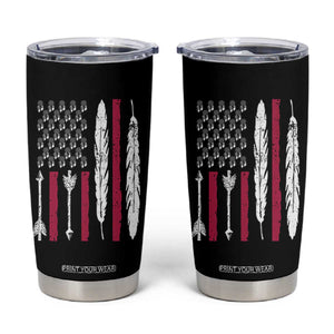 Vintage Native American Flag Tumbler Cup Dreamcatcher And Feather Graphic