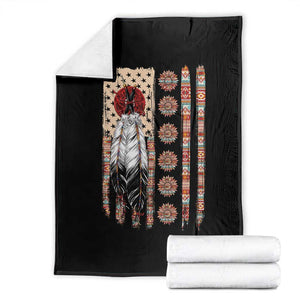 Proud Native American Flag Throw Blanket Tribal Sunflower Indigenous Peoples Day Gift