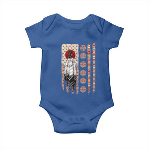 Proud Native American Flag Baby Onesie Tribal Sunflower Indigenous Peoples Day Gift