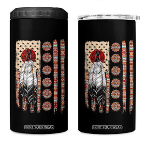 Proud Native American Flag 4 in 1 Can Cooler Tumbler Tribal Sunflower Indigenous Peoples Day Gift