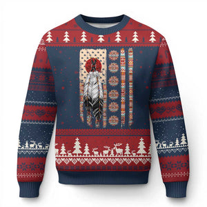 Proud Native American Flag Ugly Christmas Sweater Tribal Sunflower Indigenous Peoples Day Gift