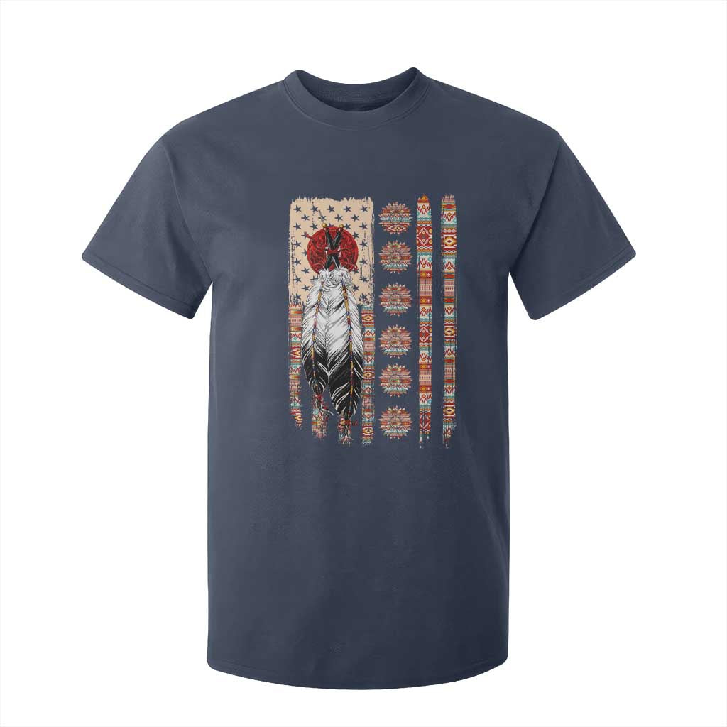 Proud Native American Flag T Shirt For Kid Tribal Sunflower Indigenous Peoples Day Gift