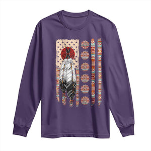 Proud Native American Flag Long Sleeve Shirt Tribal Sunflower Indigenous Peoples Day Gift