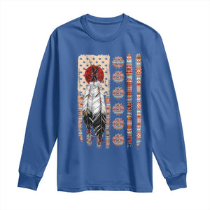 Proud Native American Flag Long Sleeve Shirt Tribal Sunflower Indigenous Peoples Day Gift