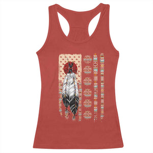 Proud Native American Flag Racerback Tank Top Tribal Sunflower Indigenous Peoples Day Gift
