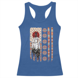 Proud Native American Flag Racerback Tank Top Tribal Sunflower Indigenous Peoples Day Gift