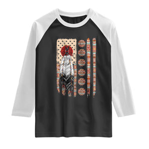 Proud Native American Flag Raglan Shirt Tribal Sunflower Indigenous Peoples Day Gift
