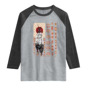 Proud Native American Flag Raglan Shirt Tribal Sunflower Indigenous Peoples Day Gift