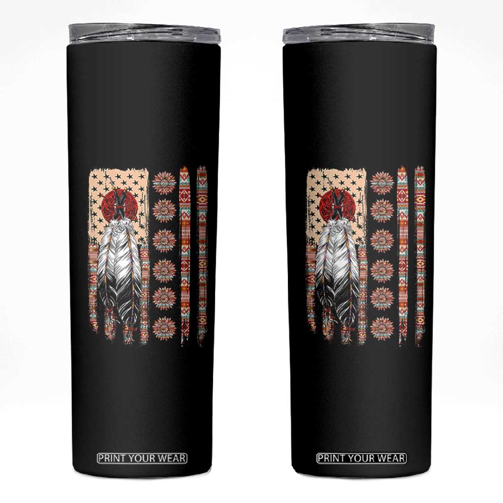 Proud Native American Flag Skinny Tumbler Tribal Sunflower Indigenous Peoples Day Gift
