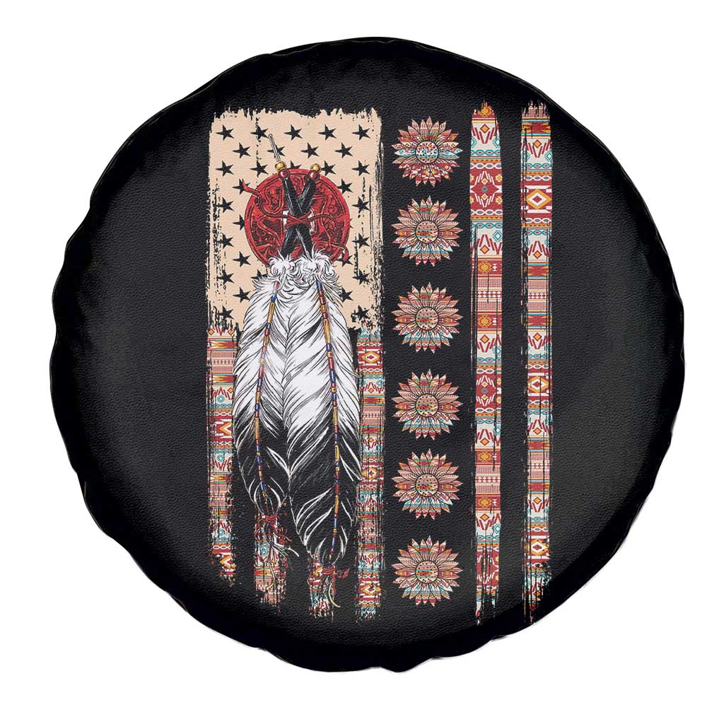 Proud Native American Flag Spare Tire Cover Tribal Sunflower Indigenous Peoples Day Gift
