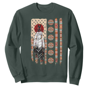 Proud Native American Flag Sweatshirt Tribal Sunflower Indigenous Peoples Day Gift