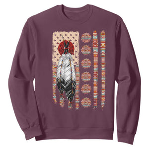 Proud Native American Flag Sweatshirt Tribal Sunflower Indigenous Peoples Day Gift