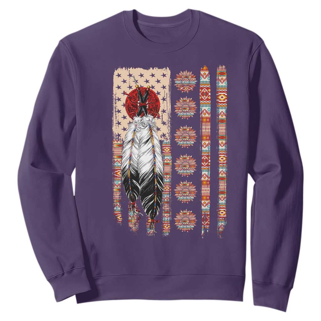 Proud Native American Flag Sweatshirt Tribal Sunflower Indigenous Peoples Day Gift