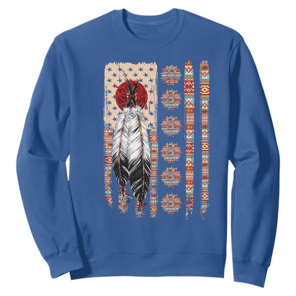 Proud Native American Flag Sweatshirt Tribal Sunflower Indigenous Peoples Day Gift