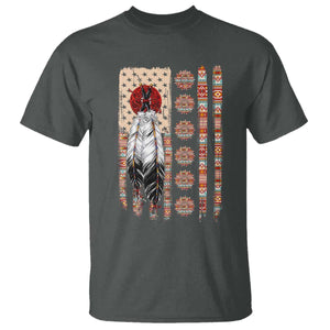 Proud Native American Flag T Shirt Tribal Sunflower Indigenous Peoples Day Gift