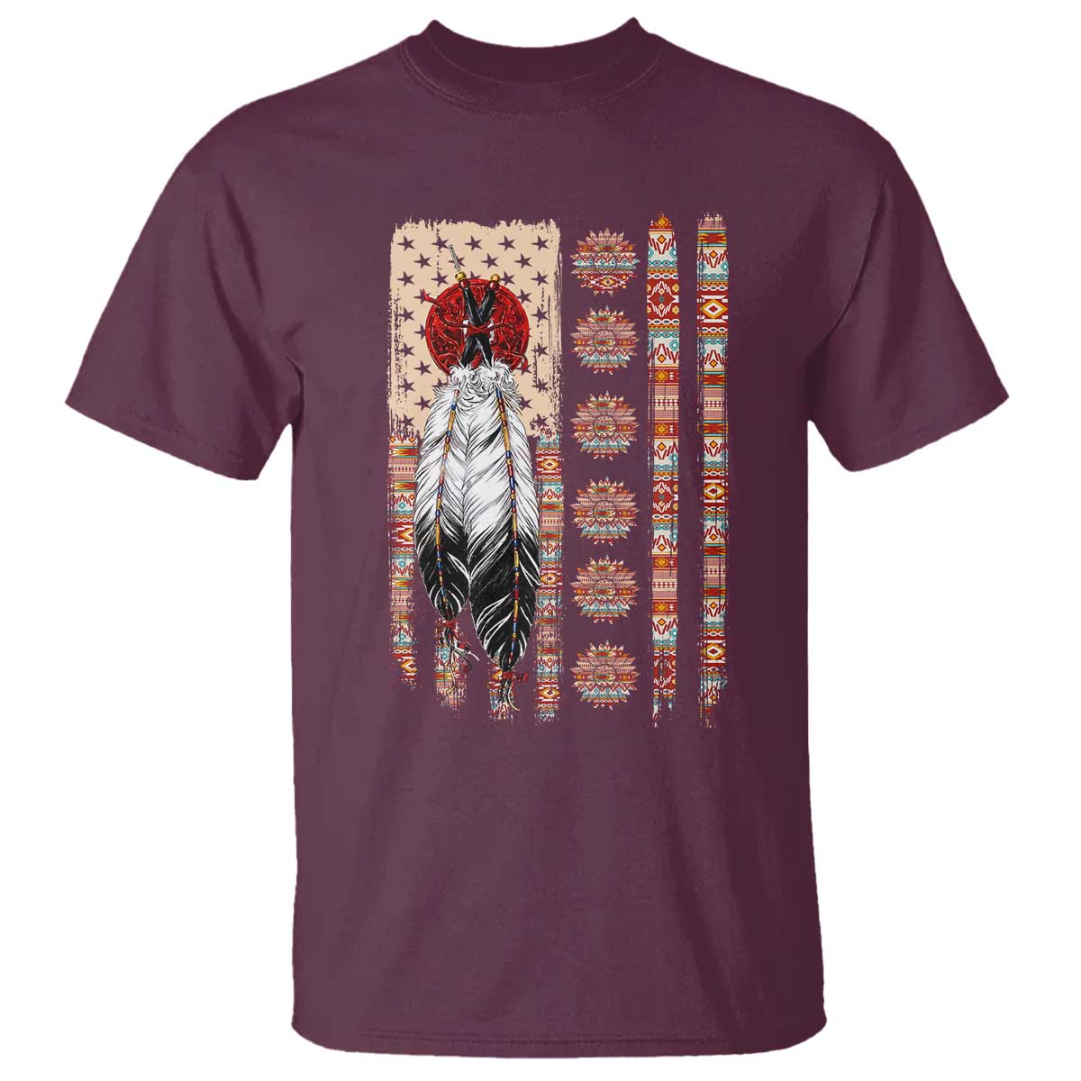 Proud Native American Flag T Shirt Tribal Sunflower Indigenous Peoples Day Gift