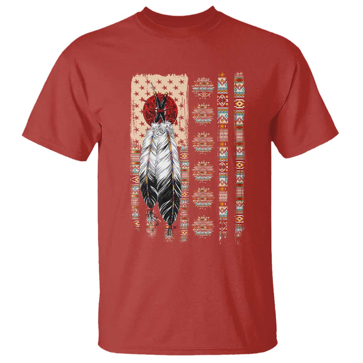 Proud Native American Flag T Shirt Tribal Sunflower Indigenous Peoples Day Gift