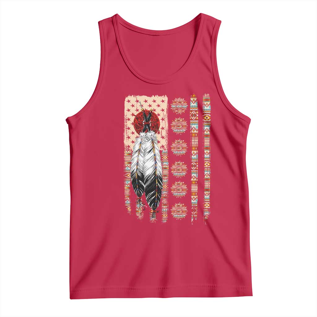 Proud Native American Flag Tank Top Tribal Sunflower Indigenous Peoples Day Gift