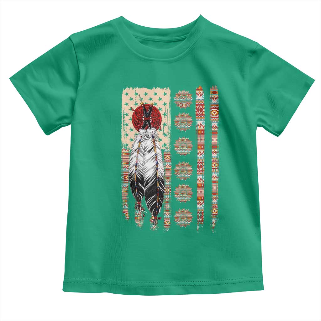 Proud Native American Flag Toddler T Shirt Tribal Sunflower Indigenous Peoples Day Gift
