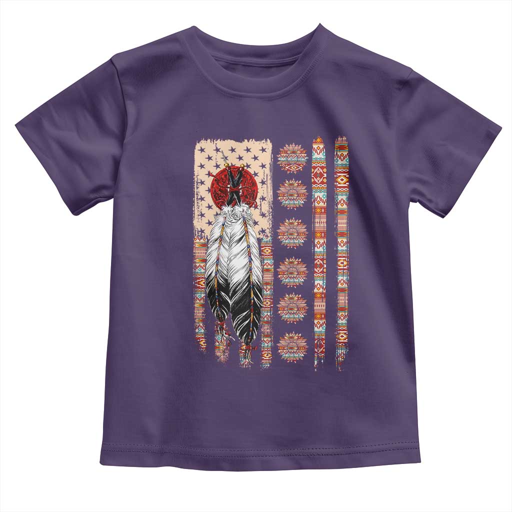 Proud Native American Flag Toddler T Shirt Tribal Sunflower Indigenous Peoples Day Gift