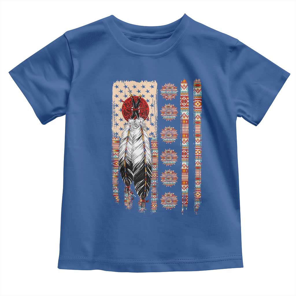 Proud Native American Flag Toddler T Shirt Tribal Sunflower Indigenous Peoples Day Gift