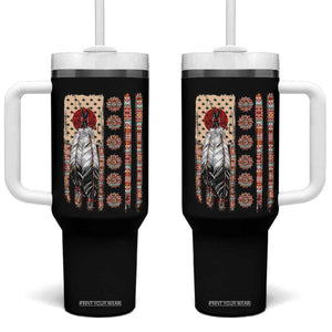 Proud Native American Flag Tumbler With Handle Tribal Sunflower Indigenous Peoples Day Gift
