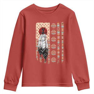 Proud Native American Flag Youth Sweatshirt Tribal Sunflower Indigenous Peoples Day Gift