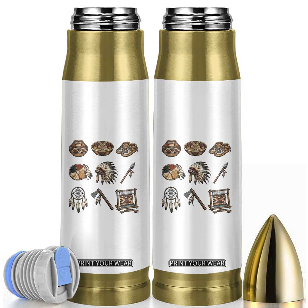 Indigenous Cultural Artifacts Bullet Tumbler Native American Heritage Graphic TS12 White Print Your Wear