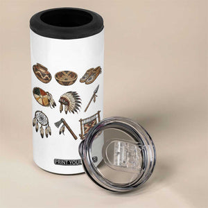 Indigenous Cultural Artifacts 4 in 1 Can Cooler Tumbler Native American Heritage Graphic