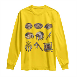 Indigenous Cultural Artifacts Long Sleeve Shirt Native American Heritage Graphic