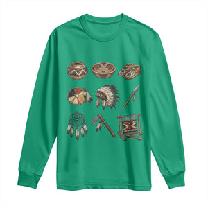 Indigenous Cultural Artifacts Long Sleeve Shirt Native American Heritage Graphic