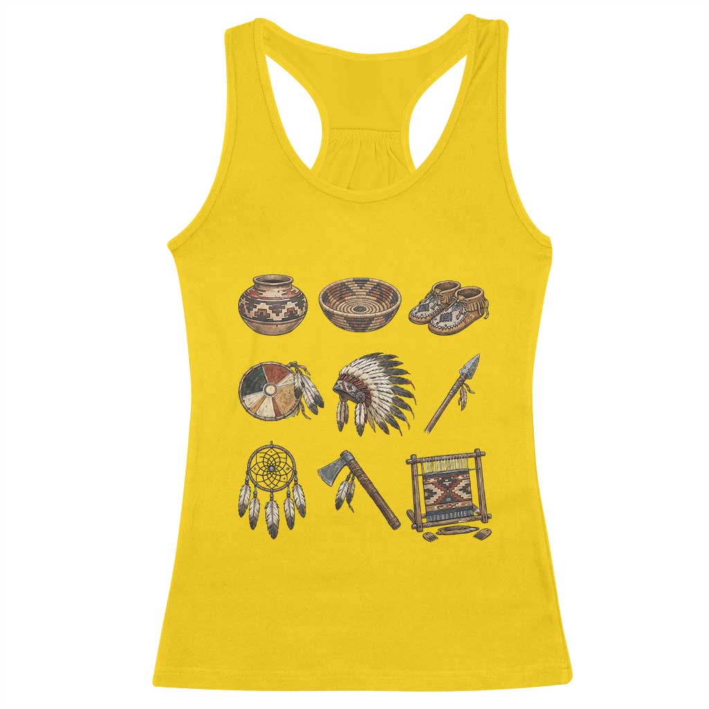 Indigenous Cultural Artifacts Racerback Tank Top Native American Heritage Graphic