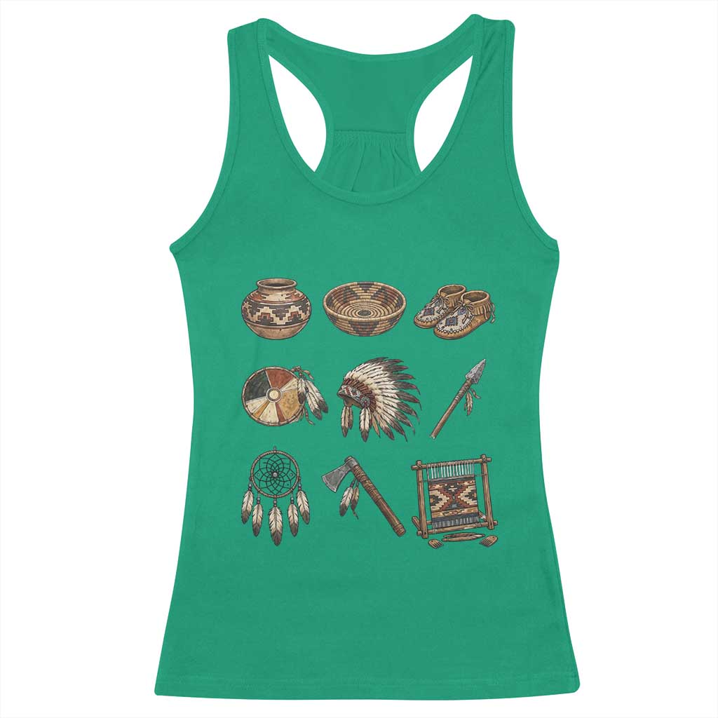 Indigenous Cultural Artifacts Racerback Tank Top Native American Heritage Graphic