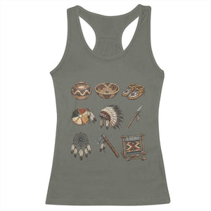 Indigenous Cultural Artifacts Racerback Tank Top Native American Heritage Graphic