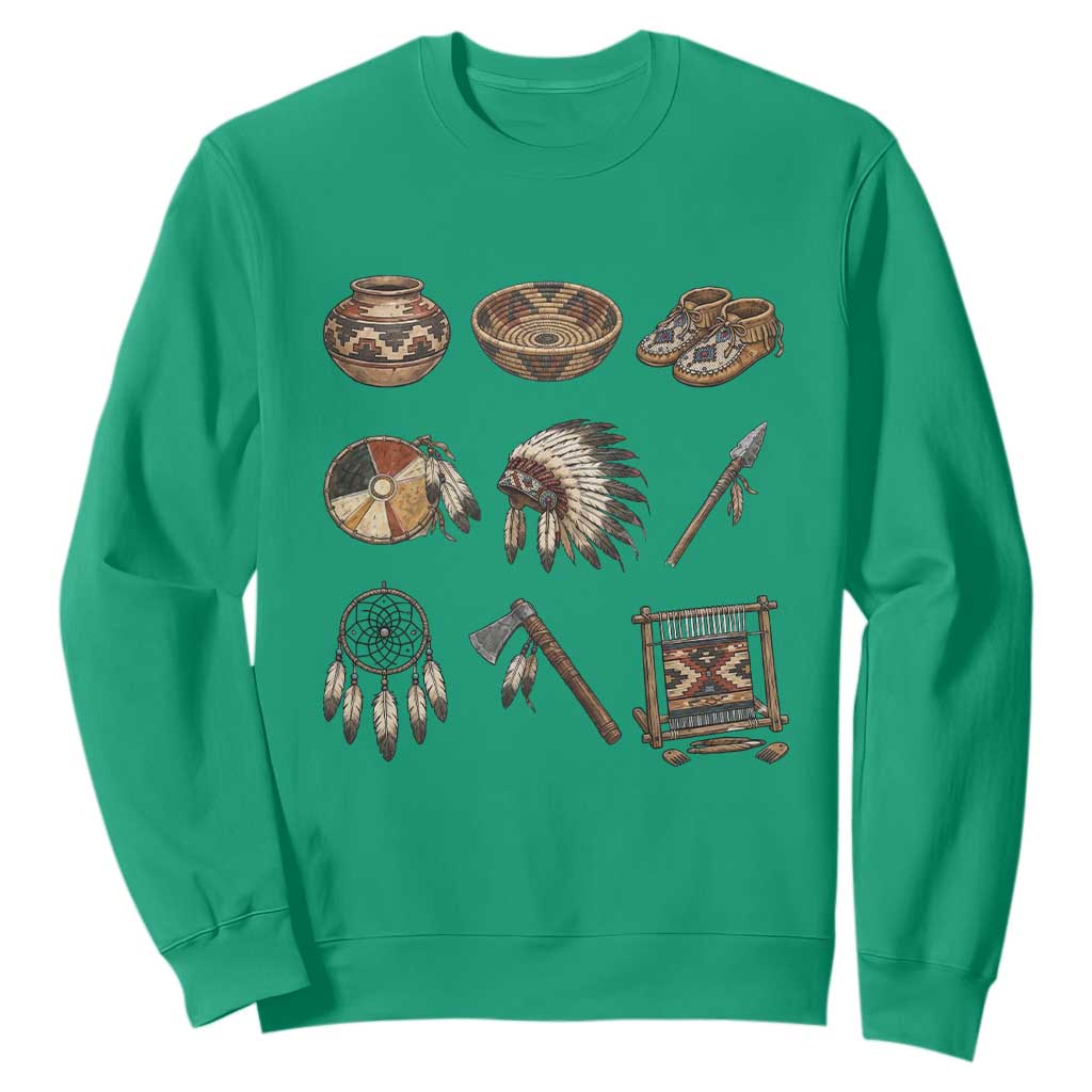 Indigenous Cultural Artifacts Sweatshirt Native American Heritage Graphic