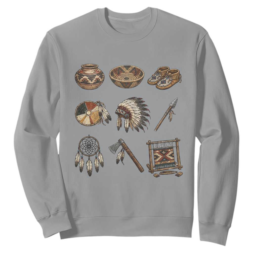 Indigenous Cultural Artifacts Sweatshirt Native American Heritage Graphic