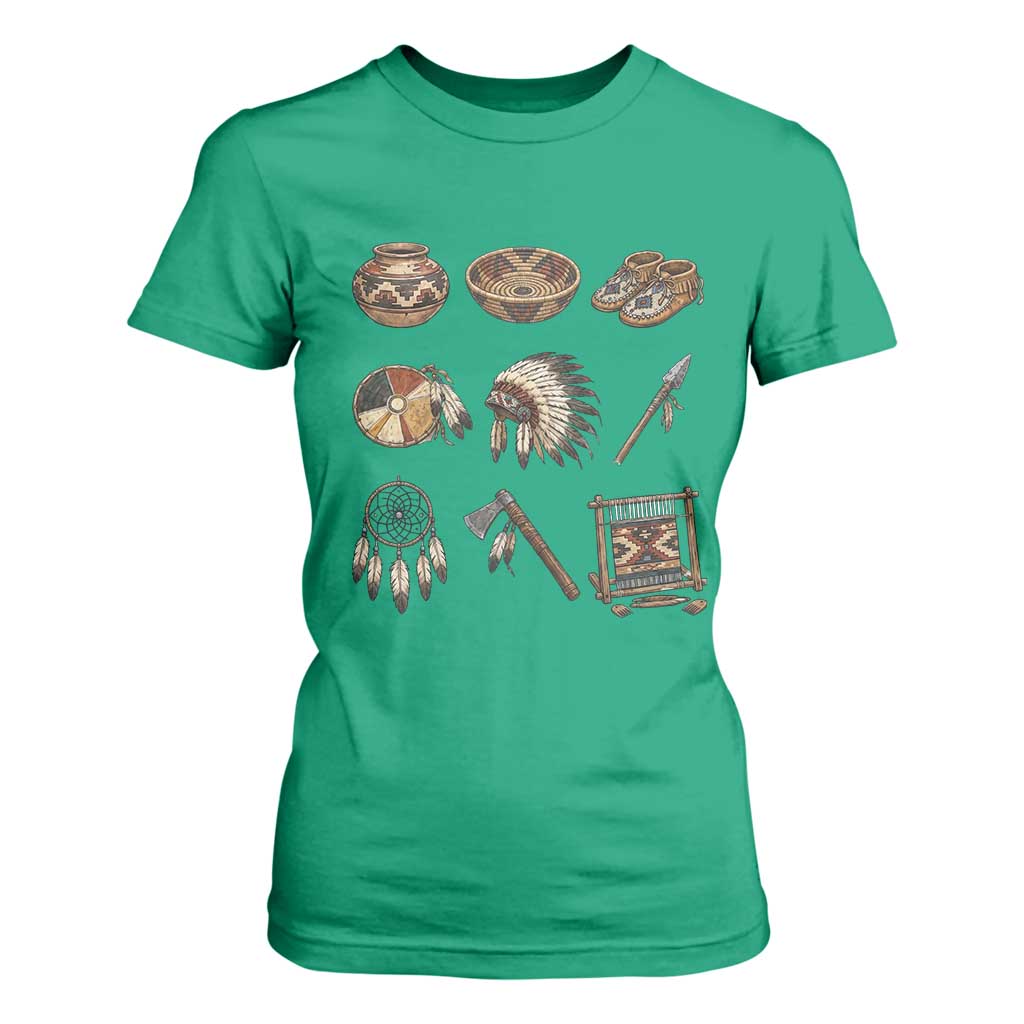 Indigenous Cultural Artifacts T Shirt For Women Native American Heritage Graphic