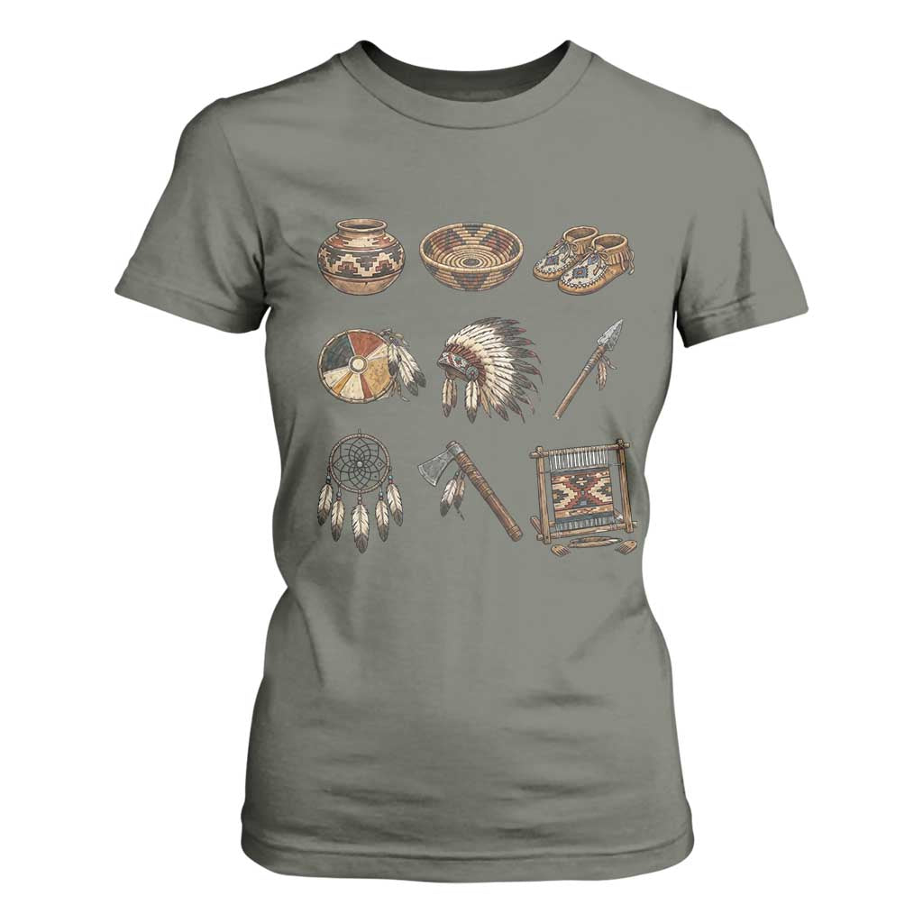 Indigenous Cultural Artifacts T Shirt For Women Native American Heritage Graphic