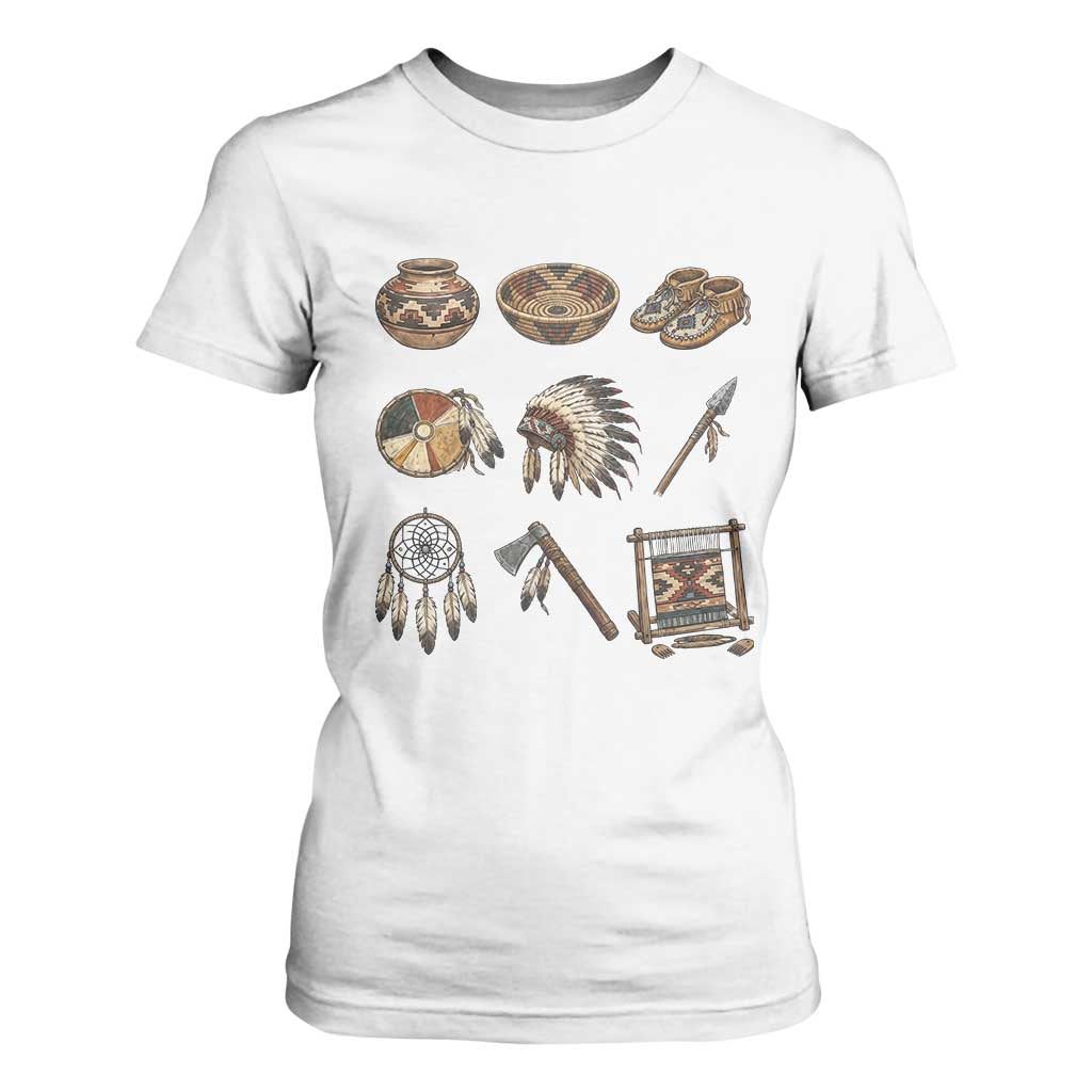 Indigenous Cultural Artifacts T Shirt For Women Native American Heritage Graphic TS12 White Print Your Wear