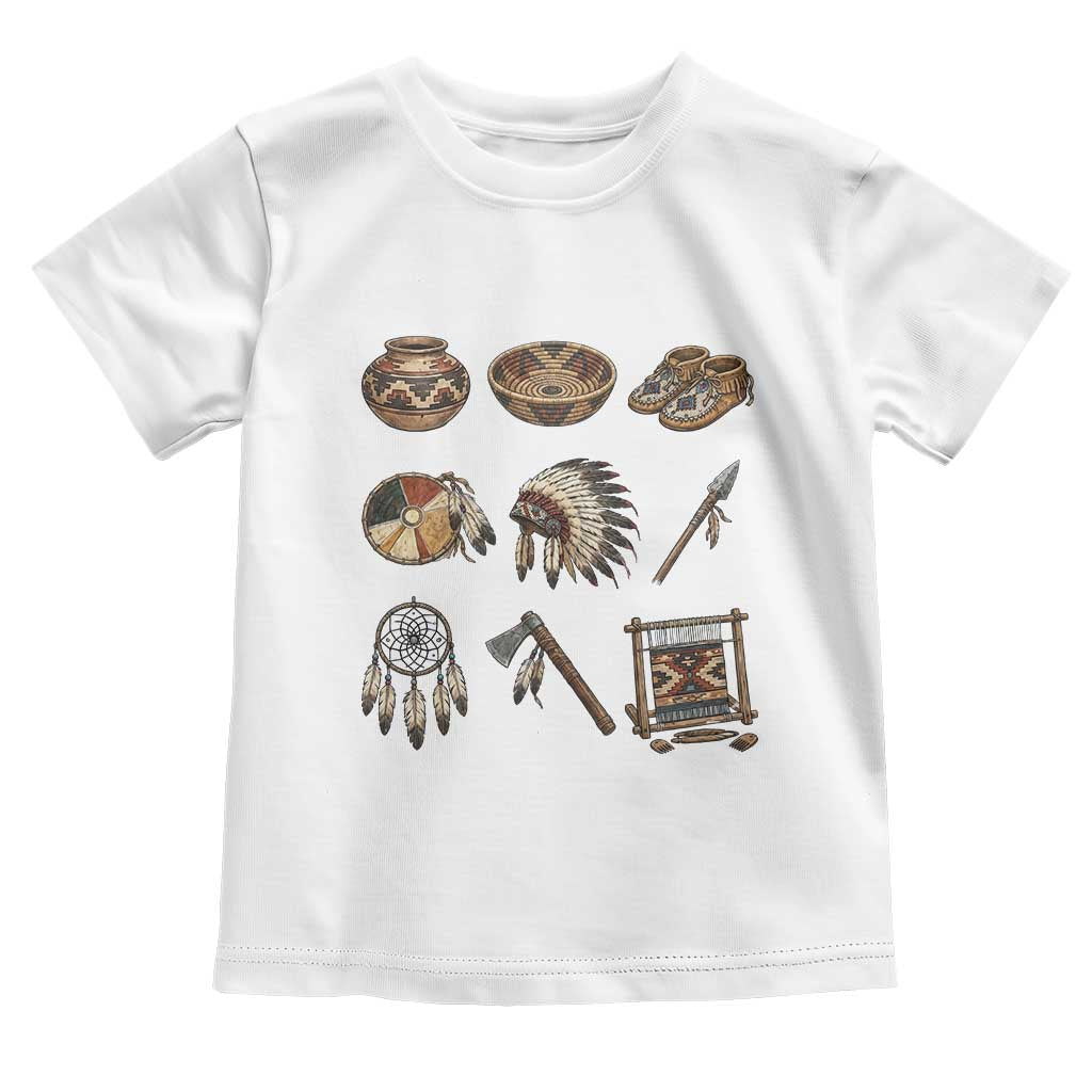 Indigenous Cultural Artifacts Toddler T Shirt Native American Heritage Graphic TS12 White Print Your Wear