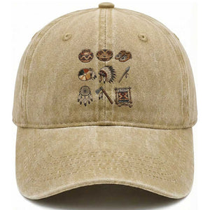 Indigenous Cultural Artifacts Washed Cotton Baseball Cap Native American Heritage Graphic