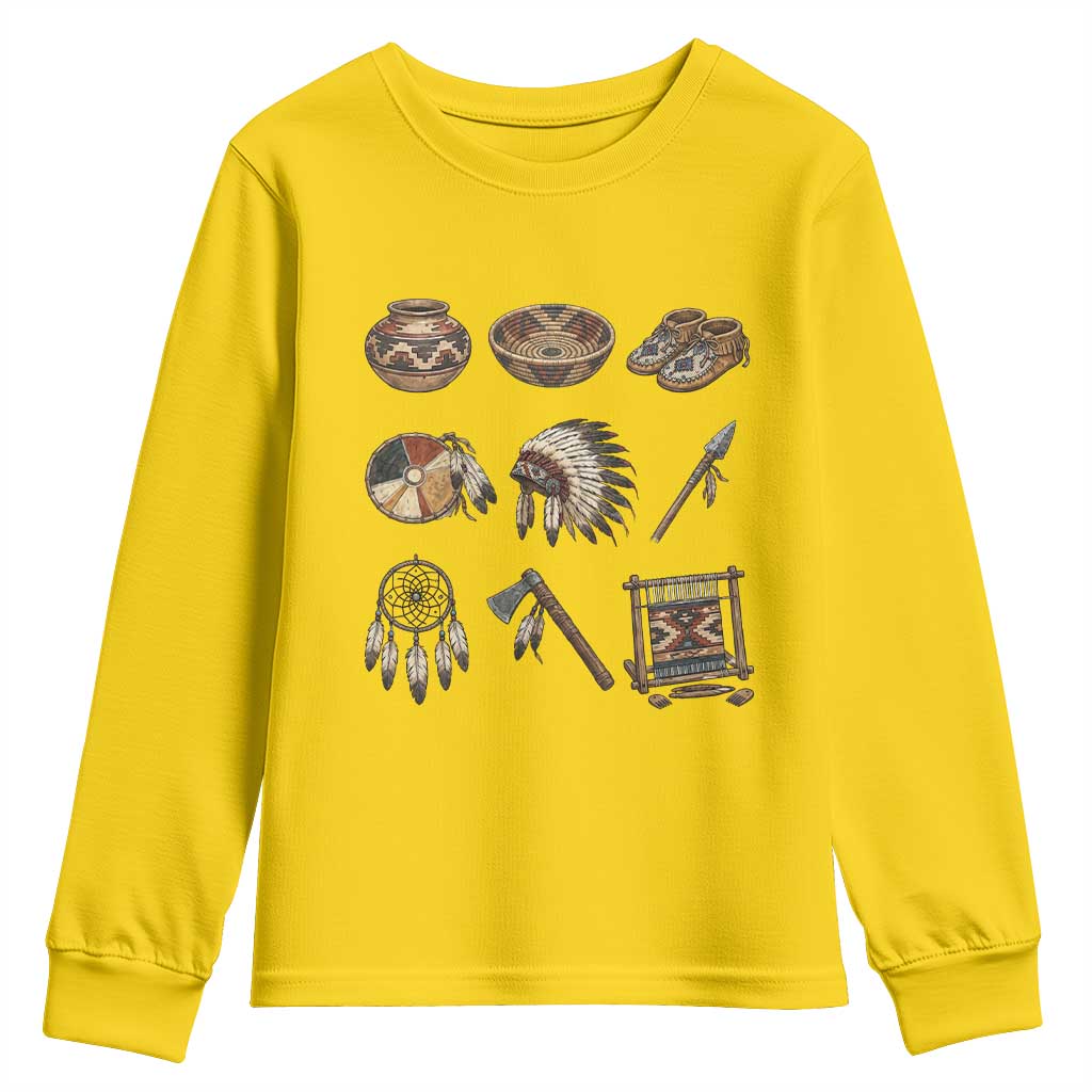 Indigenous Cultural Artifacts Youth Sweatshirt Native American Heritage Graphic