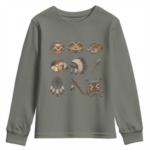 Indigenous Cultural Artifacts Youth Sweatshirt Native American Heritage Graphic