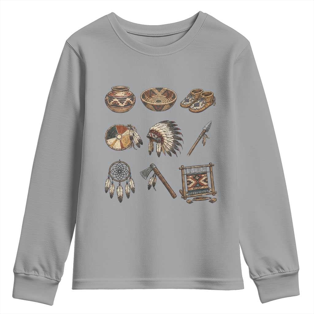 Indigenous Cultural Artifacts Youth Sweatshirt Native American Heritage Graphic